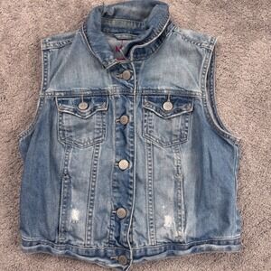Vintage Aeropostale Women's Medium Denim Vest Jacket Y2K